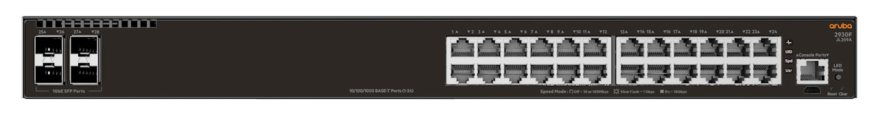 HPE Aruba Networking 2930F 8G PoE+ 2SFP+ Switch 공식 모델 외형