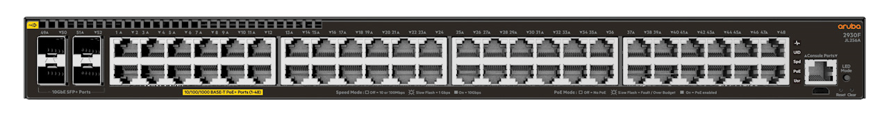 HPE Aruba Networking 2930F 48G 4SFP Switch 공식 모델 외형