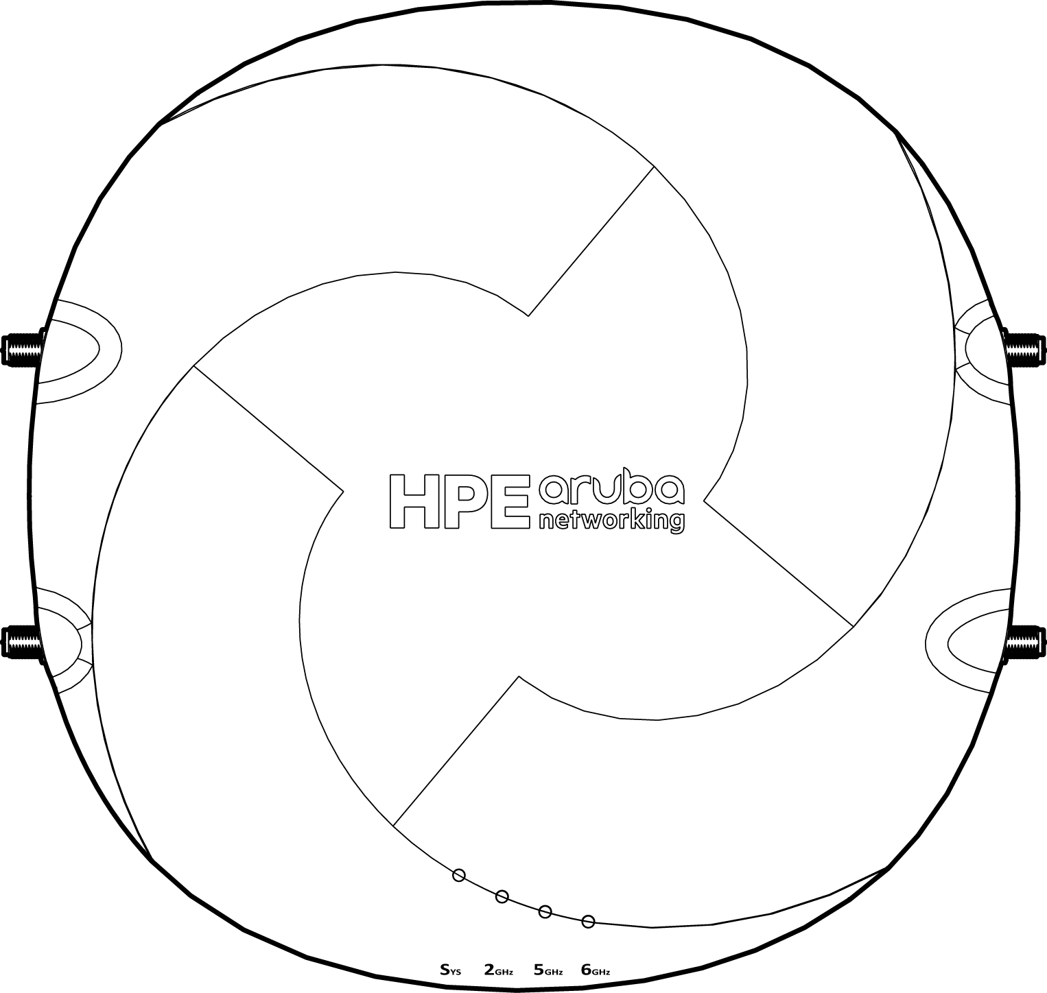 HPE Aruba Networking AP-634-RW Tri-radio 2x2:2 Wi-Fi 6E External Antennas Campus AP 공식 모델 외형